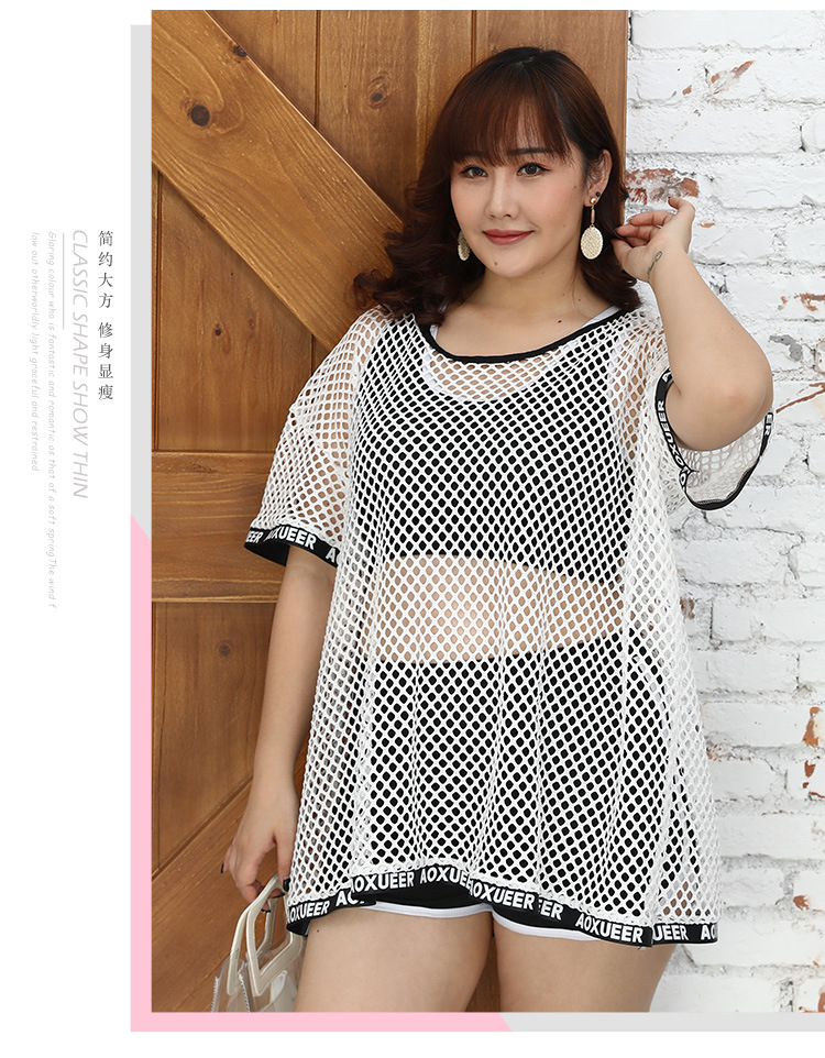 Plus-size swimwear for overweight women, three-piece two-piece set, loose, slimming, belly covering, conservative hot spring swimwear manufacturer wholesale cross-border -226581 pic 11