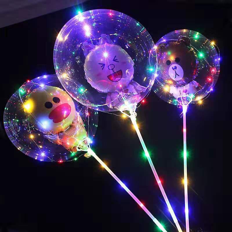 LED cartoon illuminated transparent balloon ground promotion night market Hot sale, night light Internet celebrity bubble ball with light, hot product direct sales pic 8