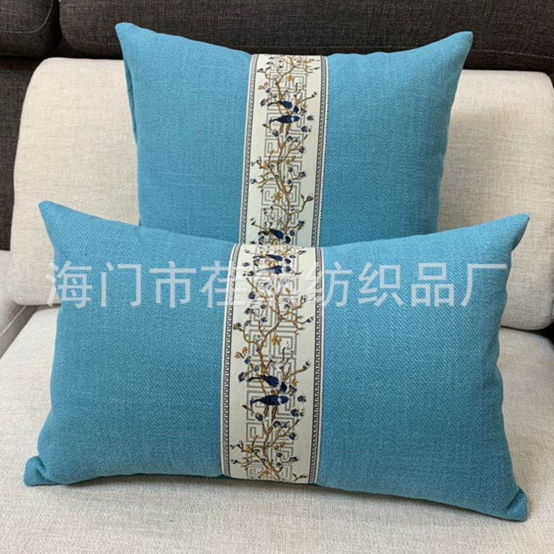 New Chinese-style linen throw pillows, chair furniture, backrest cushions, redwood sofa backrest, rectangular waist pillow with core pic 6