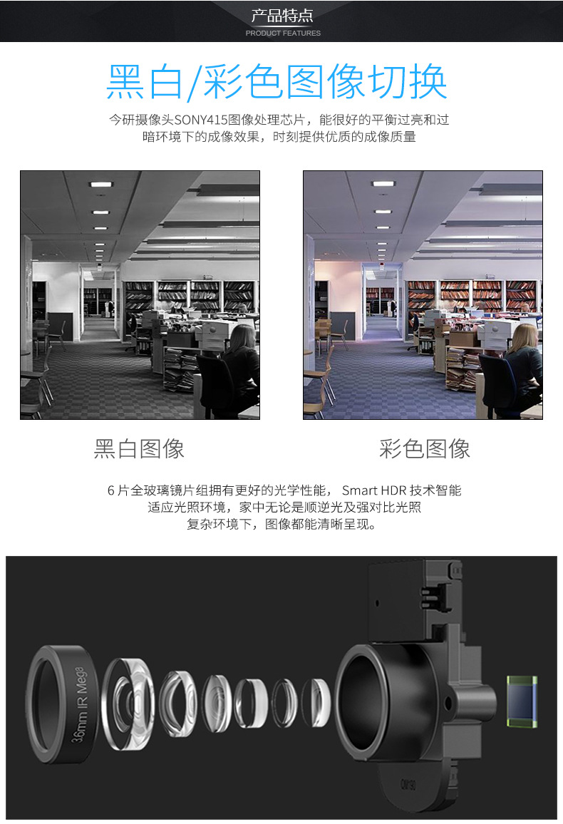 8-megapixel IMX415USB high-definition camera with external line control, IRCUT black and white color switching, UVC driver-free 30 frames pic 6