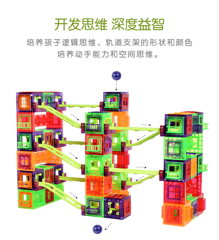 【加工定制】78pcs桶装过山车玩具儿童益智diy管道滚珠积木批发详情14