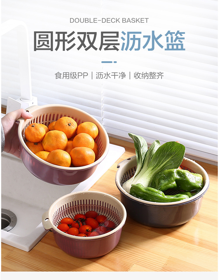 天鹅沥水篮洗菜盆塑料沥水篮厨房用具跨境用品详情3