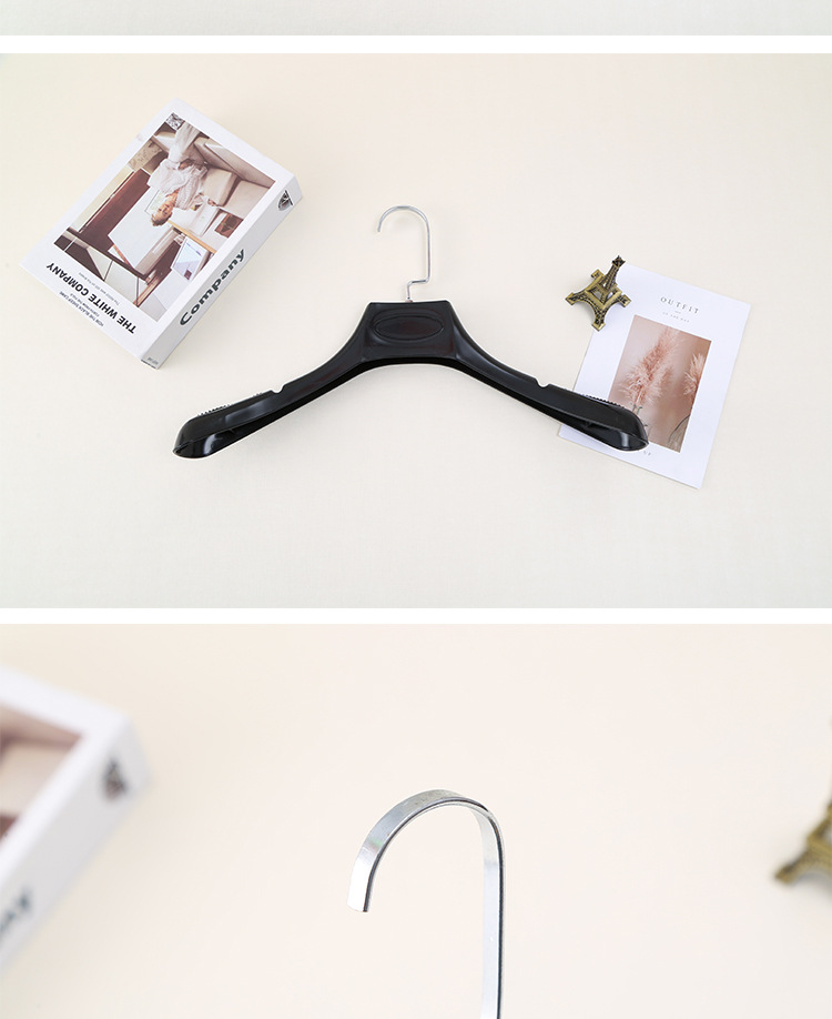 黑白简约时尚塑料折叠衣架儿童植绒衣服架子衣架套装详情9