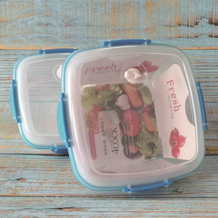Factory direct sales of food storage boxes, kitchen and refrigerator Chinese-style sets, preservation boxes, transparent blue food storage boxes pic 3
