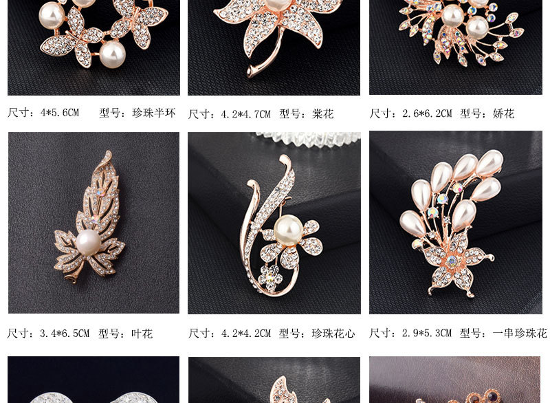 Brooch, high-end, niche silk scarf buckle, alloy Korean version diamond-encrusted coat, pearl brooch, clothing accessory, brooch, wholesale accessories pic 5
