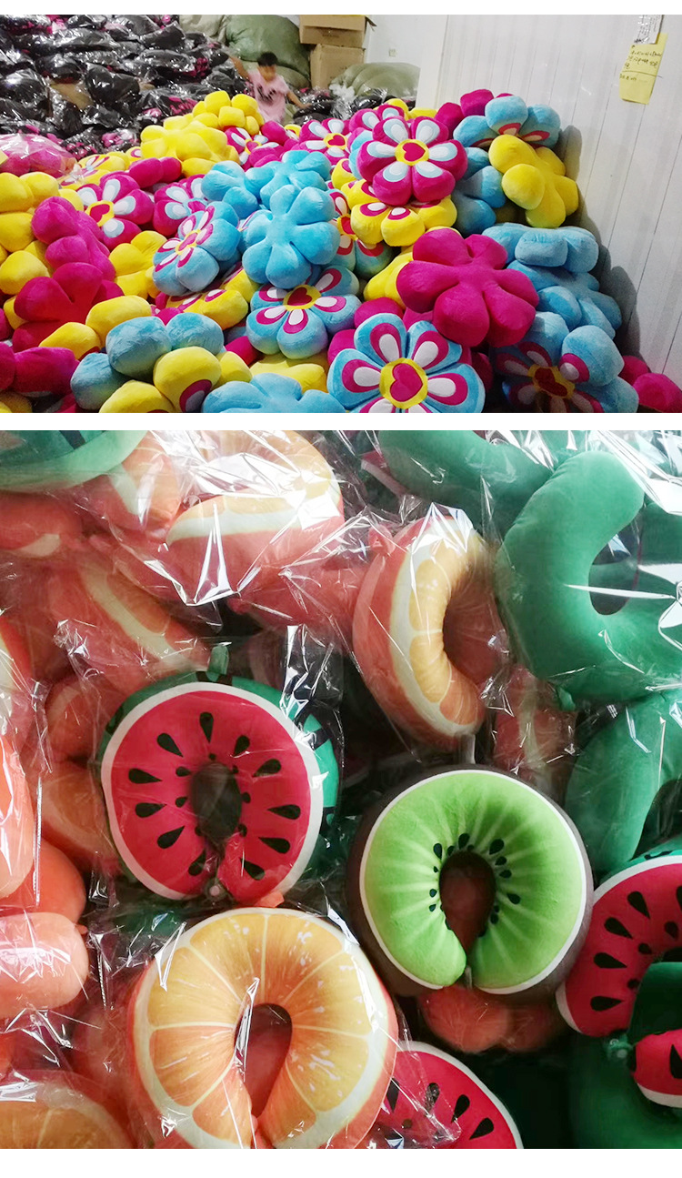 卡通动物U型枕头学生儿童旅行泡沫粒子u型枕护颈枕可收纳旅行便携详情8