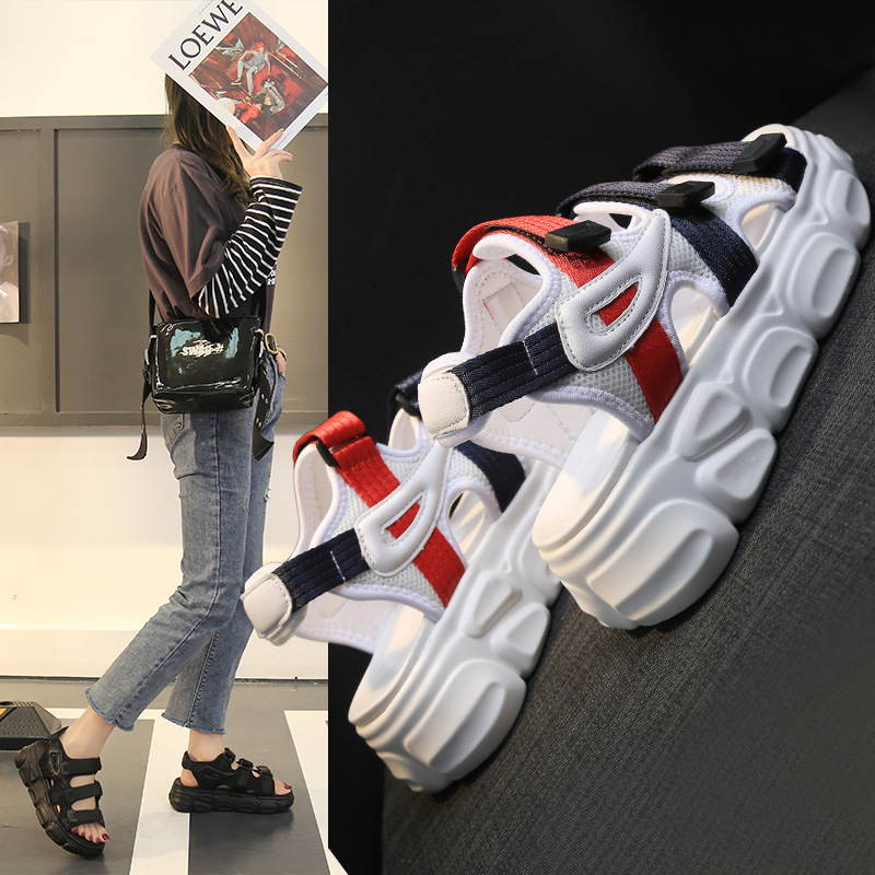 跨镜凉鞋女2025夏季新款韩版学生耐地磨轻便厚底魔术贴松糕鞋批详情34