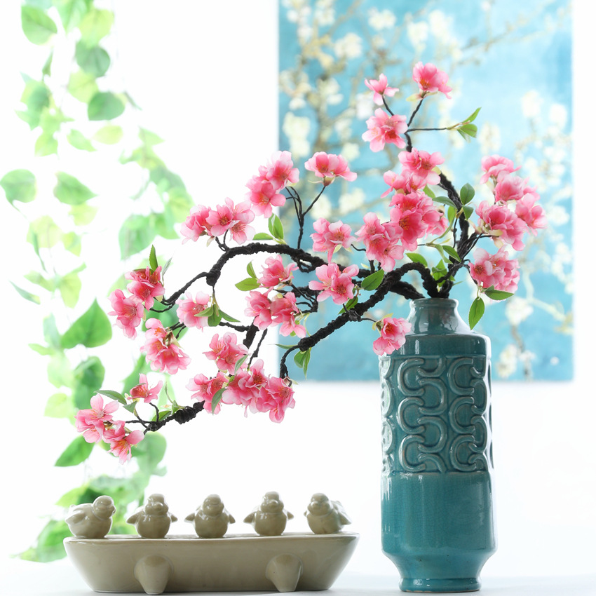 Red plum blossoms, artificial flowers, large foam branches, cherry blossoms, silk flowers, soft furnishings, home decoration, scene arrangement, artificial plants, ecological beautification of space pic 1