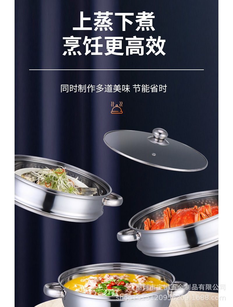 Stainless steel steamer, thickened 28CM, double-ear soup steamer, direct supply from the manufacturer, double-layer soup steamer, household gift pot pic 14