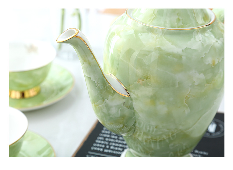 High-quality marble coffee sets, restaurant casual coffee pot sets, European-style high-end gilded bone China coffee cups and saucers pic 10