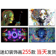 Source factory Amazon psychedelic silk poster spray painting Abstract study, skull living room decoration hanging painting core pic 3