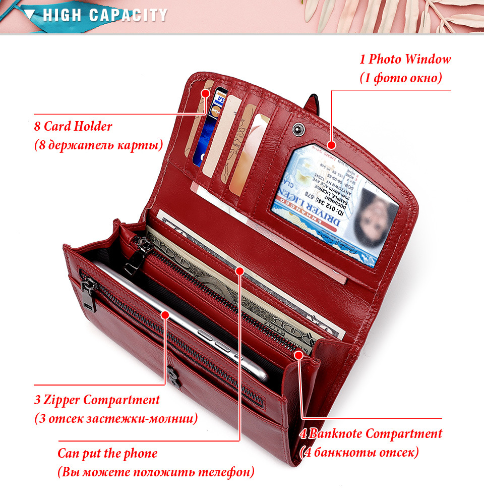 外贸新款欧美女士真皮钱包RFID长款拉链钱夹大容量头层牛皮女手包详情29