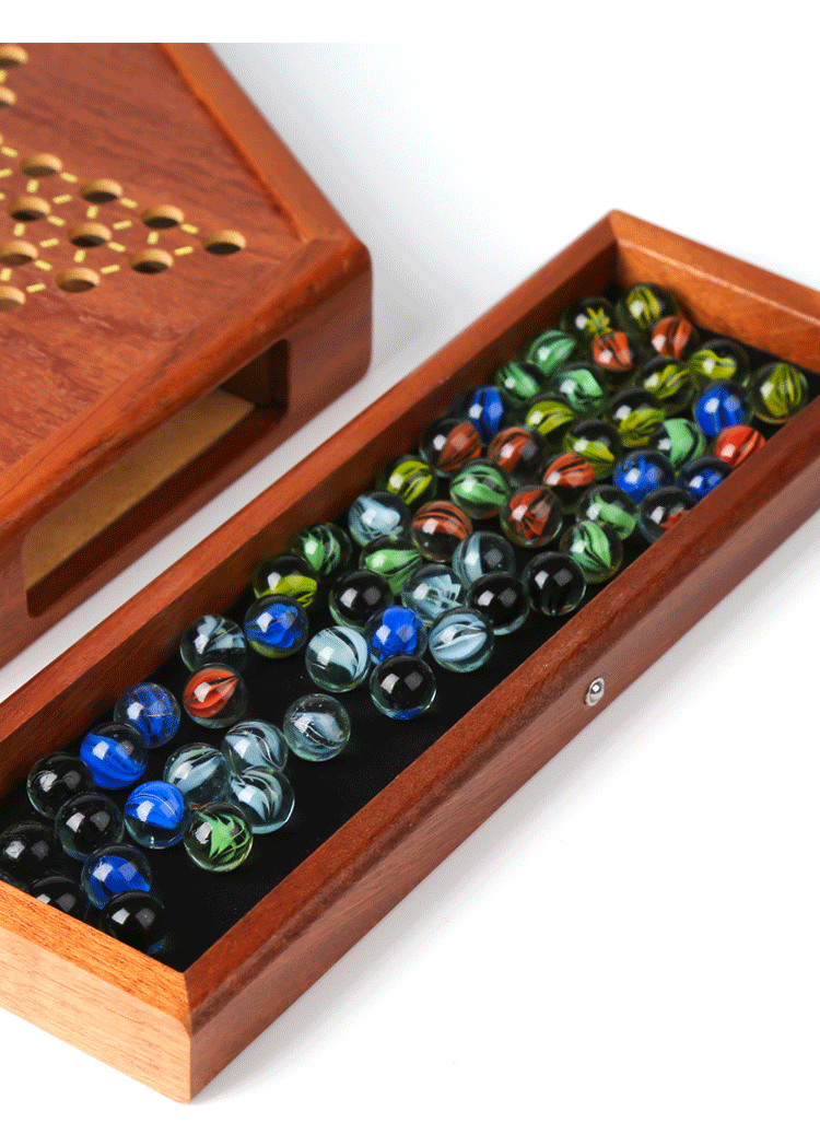 跳棋玻璃球木质桌上游戏棋牌厂家直销竞技益智玩具抽屉式便携收纳详情21