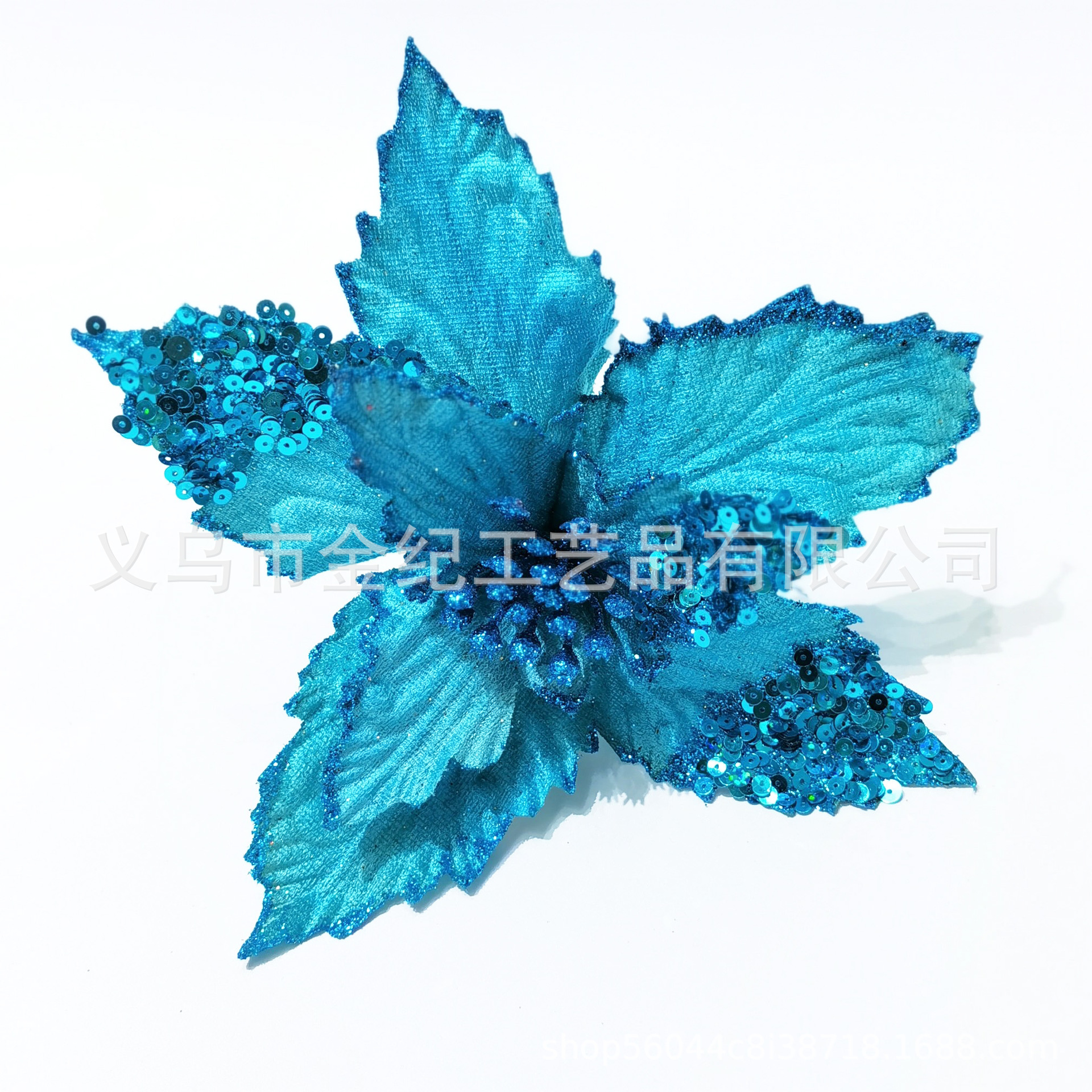 现货一品红金粉花圣诞节日装饰花 环藤条圣诞树装饰品 圣诞场景布置花饰 热销圣诞装饰品详情7