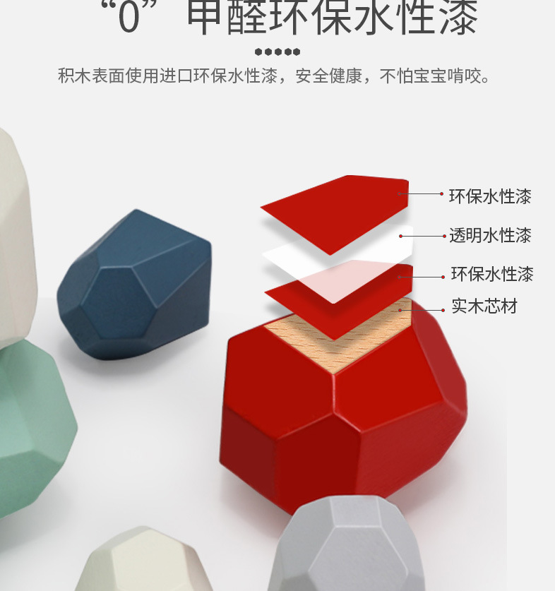 儿童早教多彩叠石积木耐心专注力玩具手眼协调木质叠叠乐石头玩具详情9