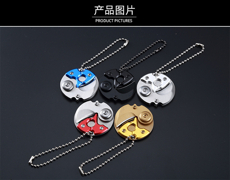 Mini outdoor folding knife, coin knife, multi-functional portable keychain knife, stainless steel fruit knife, folding knife, lightweight and practical, easy to carry with safety protection pic 2
