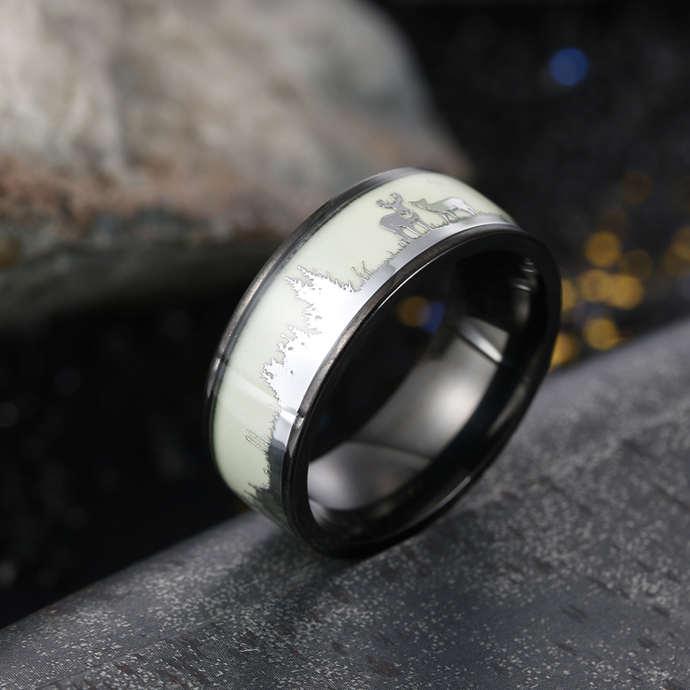 Cross-border best-selling Christmas gifts: Deer titanium steel luminous ring Christmas jewelry wholesale pic 8