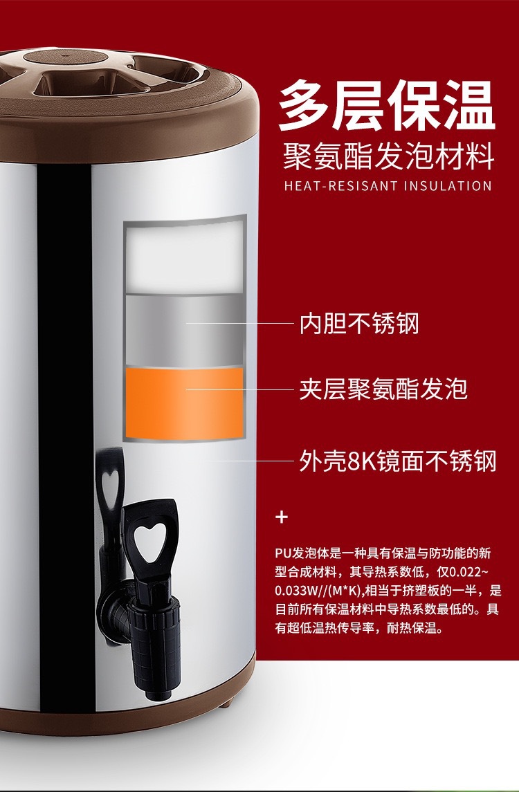 304 stainless steel milk tea insulated bucket for cold preservation, commercial double-layer milk tea bucket, soy milk bucket, coffee bucket, hot water and tea bucket pic 3