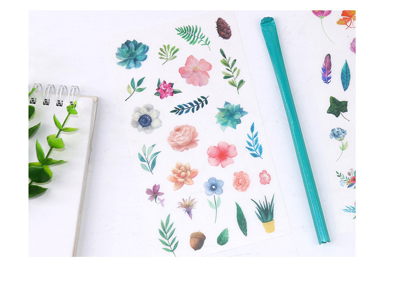 原创创意手账贴艳丽彩色花朵植物水彩清新素材和纸贴纸6张入详情6