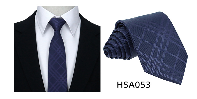 男士高级商务领带制服西装休闲7.5cm宽涤丝婚礼伴郎手打格子领带详情21