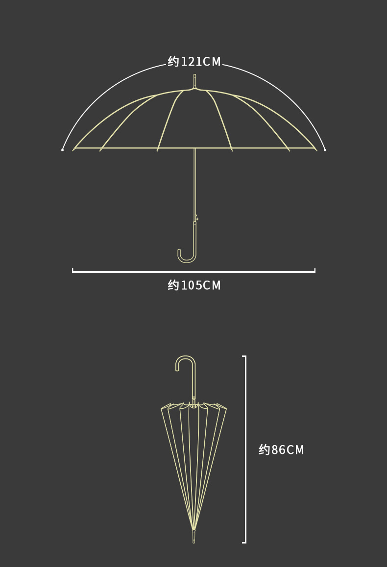 Japanese 16-bone long-handled automatic umbrella, large for both men and women, suitable for both sunny and rainy weather, straight-handled sun umbrella with LOGO printing and advertising pic 3
