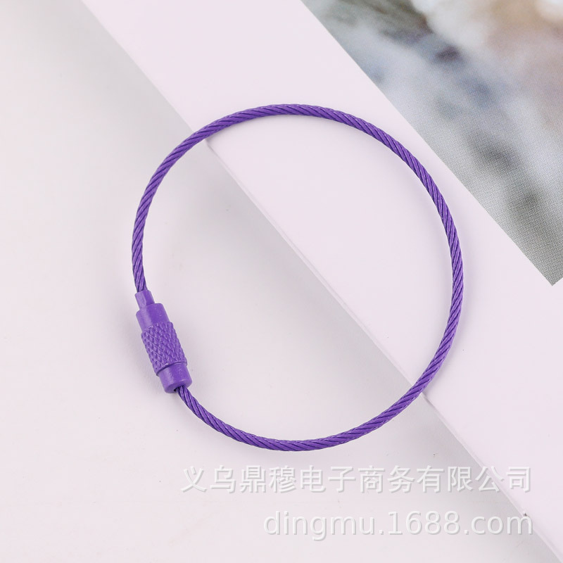 Metal colored spray-painted steel wire ring, steel wire rope rotating screw, key ring, key buckle diy bag pendant accessories pic 6