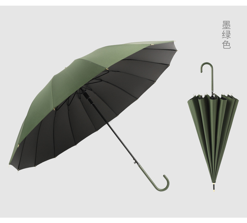 Japanese 16-bone long-handled automatic umbrella, large for both men and women, suitable for both sunny and rainy weather, straight-handled sun umbrella with LOGO printing and advertising pic 16