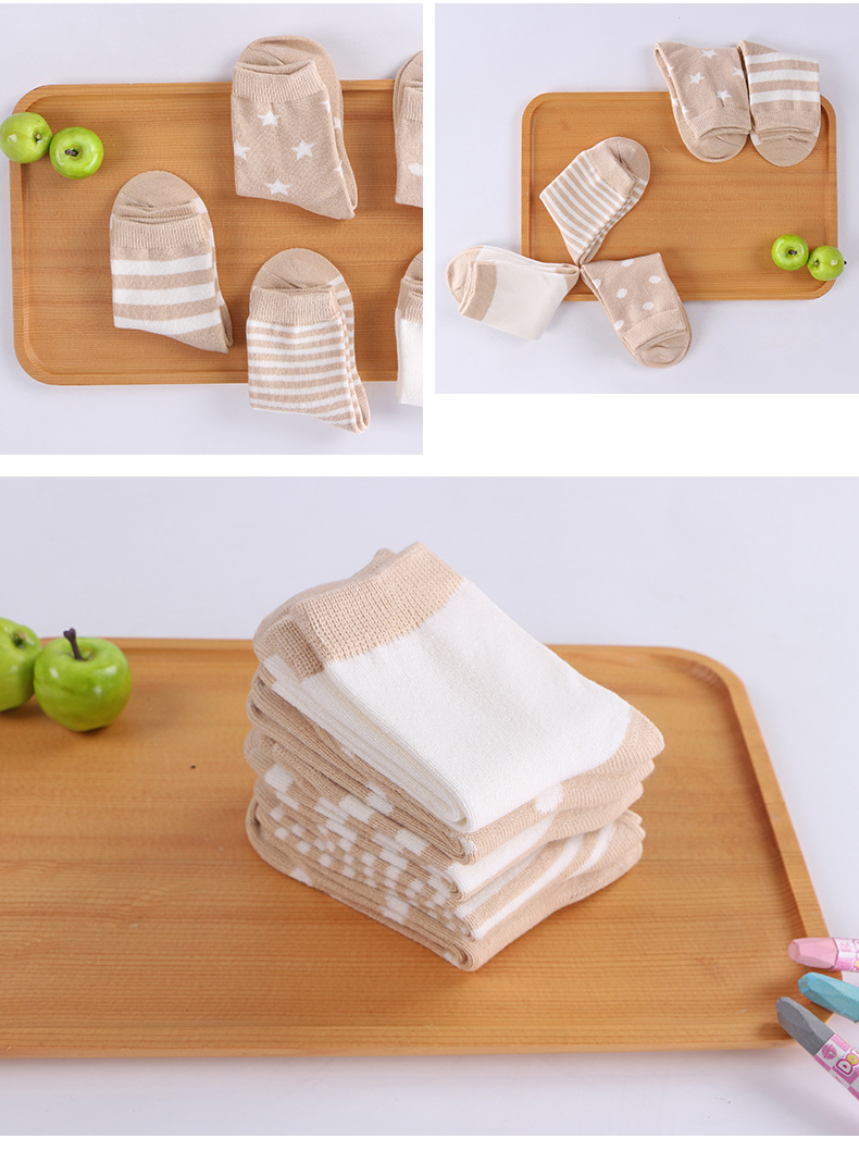 厂货通春秋条纹儿童袜 中筒男女宝宝棉袜圆点学步透气儿童袜子详情17