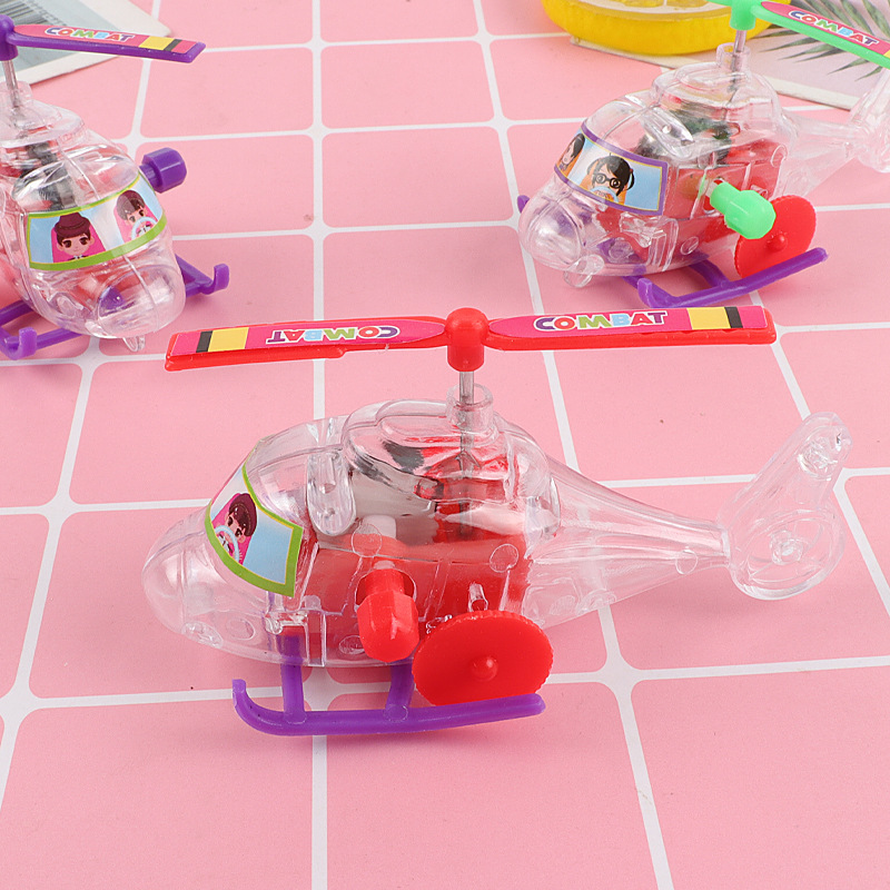 Wholesale of new winding spring transparent small aircraft, winding helicopter taxiing with propellers and rotatable toys pic 4