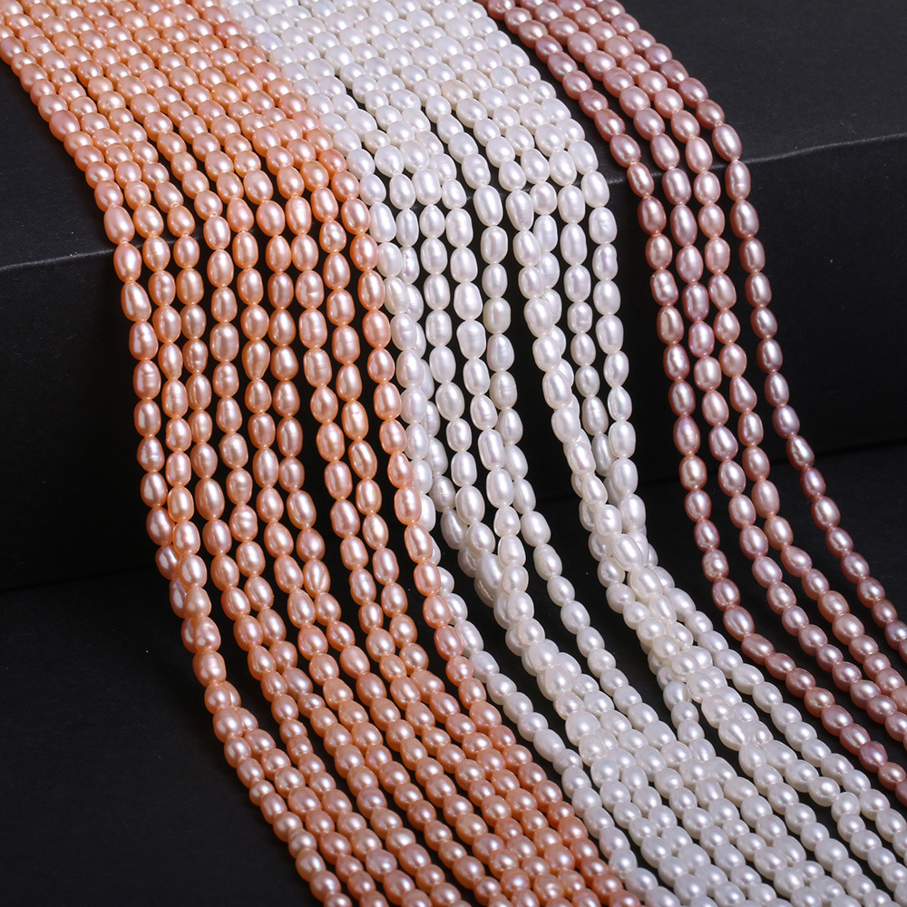 Natural freshwater pearl strings and rice-shaped pearls are used for DIY jewelry accessories, necklaces and bracelets for wholesale pic 1