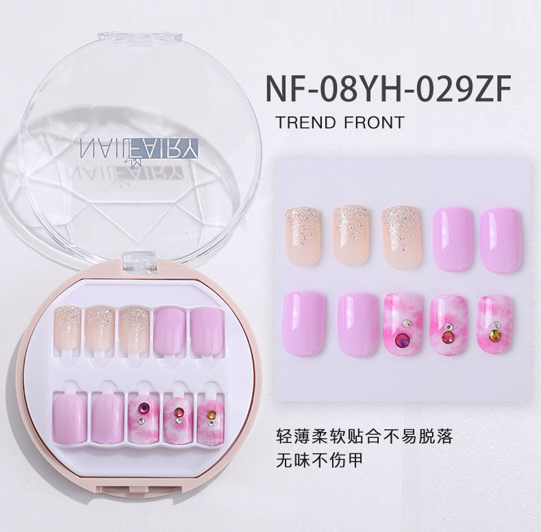 Customized new acrylic box wearable nails, finished nail plates, packaging logo, customized nail art plates, fake nails pic 17