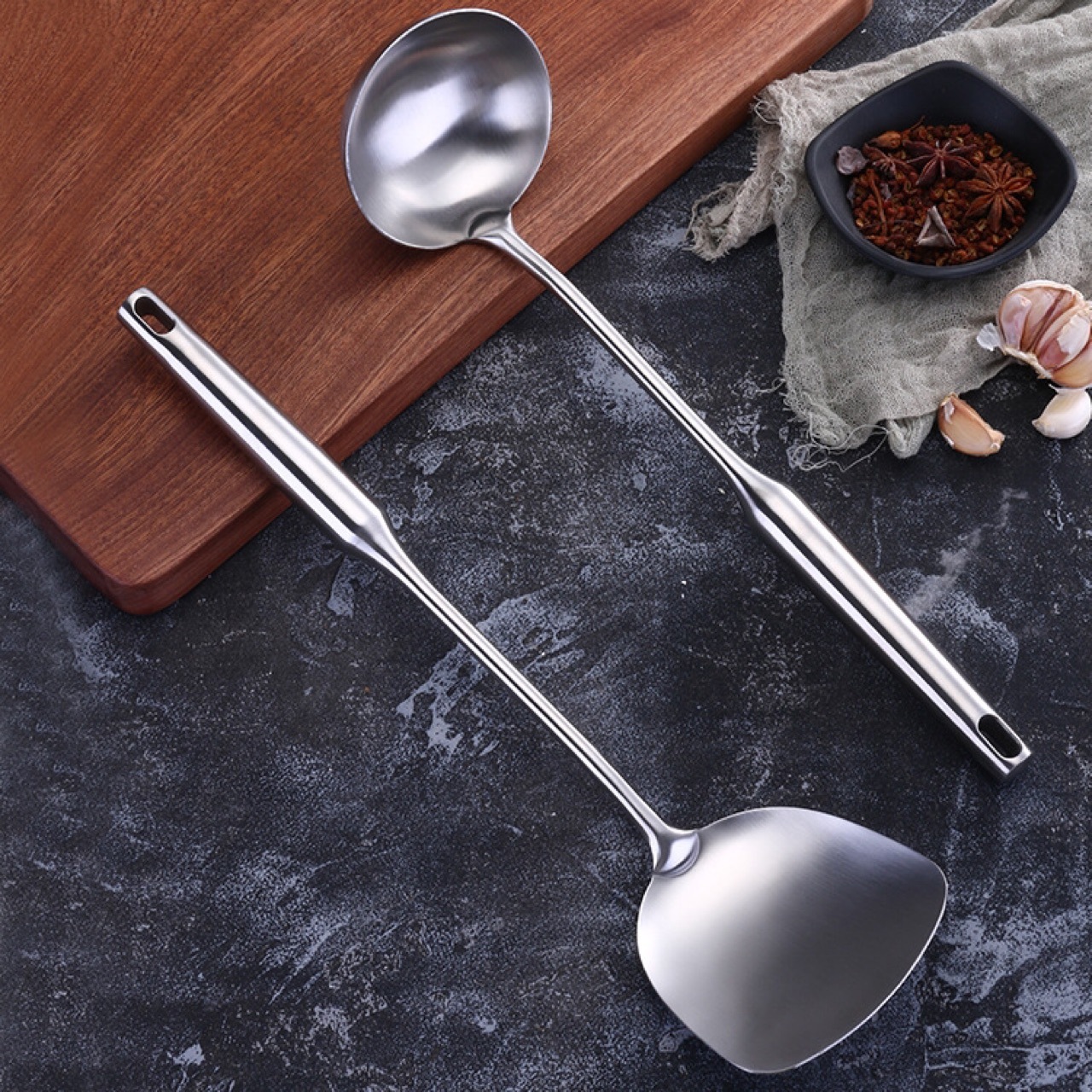 Factory wholesale cooking spoons, spatulas, vacuum integrated handles, stainless steel kitchenware, daily necessities pic 4