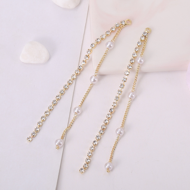 Best-selling diy water diamond claw chain, welded earrings, tassel accessories, earrings, versatile heart-shaped round five-pointed star ear strings pic 23