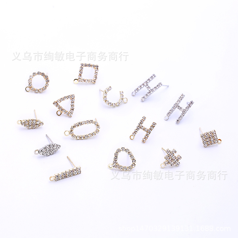 新款DIY手工精美合金烧焊爪链耳钉镶钻几何仿925银针耳饰耳坠配件详情32