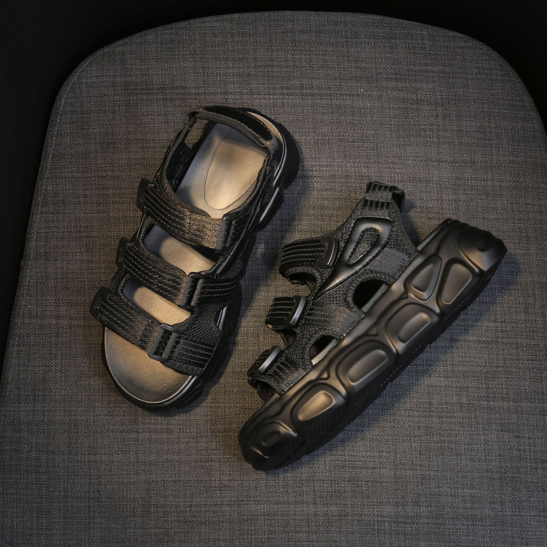 跨镜凉鞋女2025夏季新款韩版学生耐地磨轻便厚底魔术贴松糕鞋批详情51