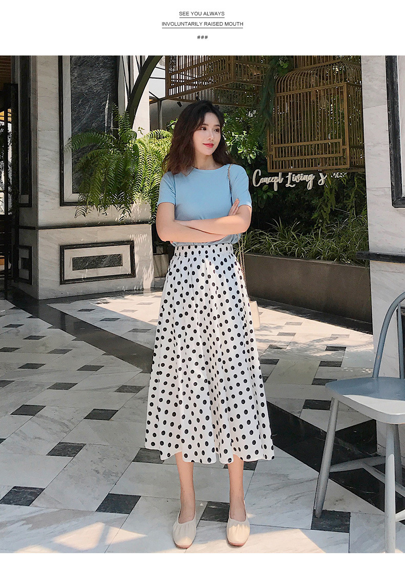 Spring/Summer polka dot skirt 2023 new style Versatile high-waisted fairy dress, fashionable long dress, thin umbrella dress pic 10
