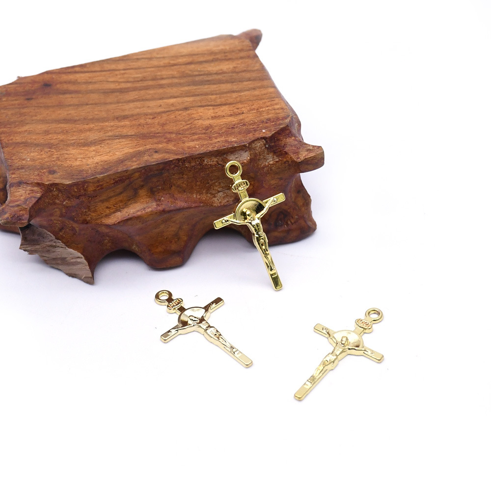 (10 pieces per pack) Cross pendant, gold DIY jewelry accessory, rosary necklace pic 6