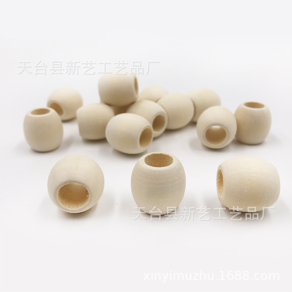 现货大孔木珠8-50mm手工串珠原木散珠 荷木圆珠diy禾木饰品配件详情10