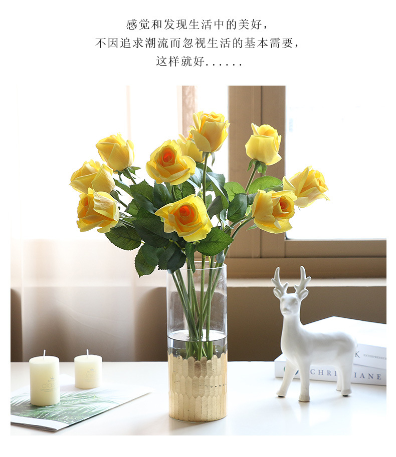 高仿真玫瑰花单支手感保湿玫瑰婚庆居家装饰手捧花摆件玫瑰花蕾详情19