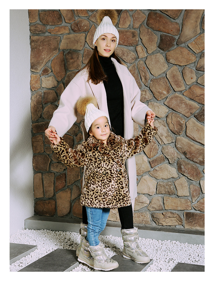 分销跨境魔术贴亲子儿童雪地靴防水防滑冬季中筒加绒加厚儿童冬鞋详情16