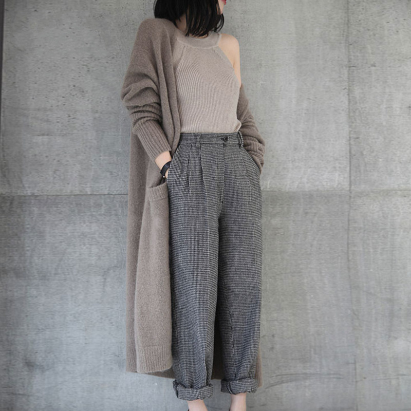 欧美秋冬新款羊绒大衣女中长款宽松毛衣外套针织开衫加厚外搭详情8