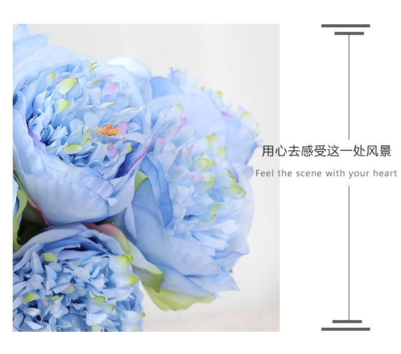 厂家批发欧式仿真花手扎5头牡丹家居装饰假花婚庆用品摆件批发详情27