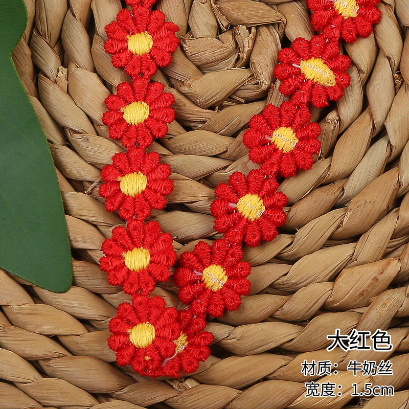 Milk thread colored water-soluble lace, 11-petal lace, handcrafted versatile embroidered lace, DIY making, available in stock pic 14
