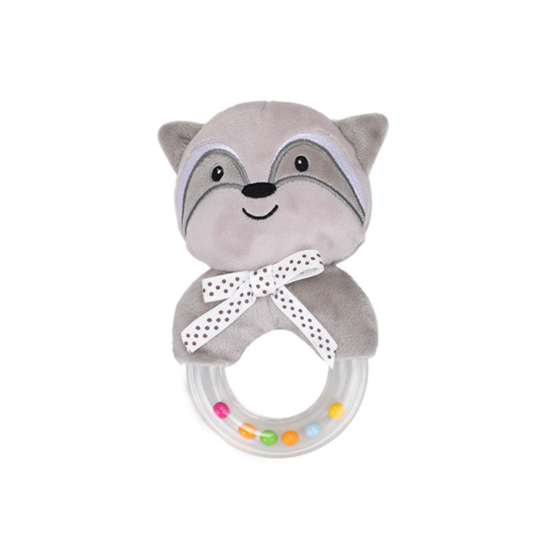 BBSKY baby cartoon animal plush doll, colorful beads, hand-held bed, bell ring, rubber particles, bell ring, round handle pic 16