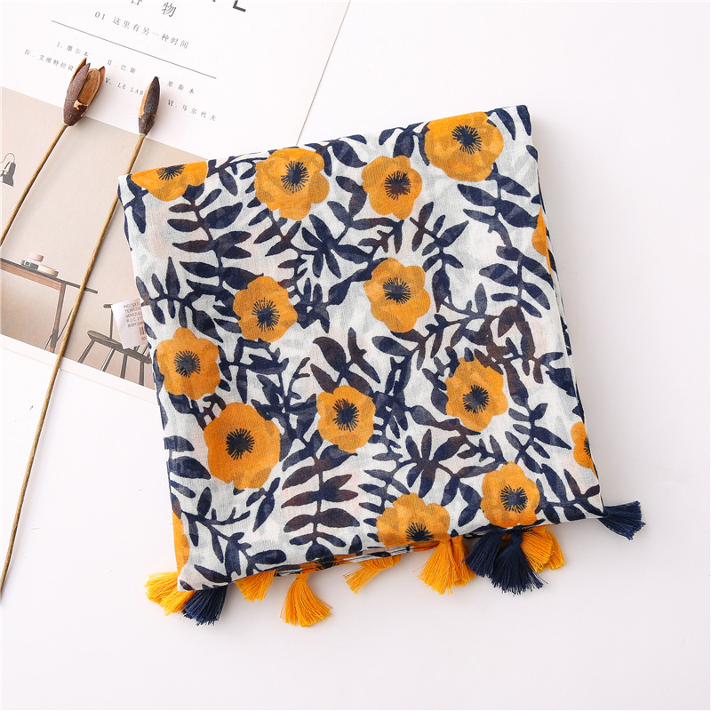 Japanese-style artistic and fresh cotton and linen scarf, retro patchwork Bohemian cashew print silk scarf, beautiful sun protection scarf, whisker, Korean cotton dense Bali gauze scarf shawl pic 14
