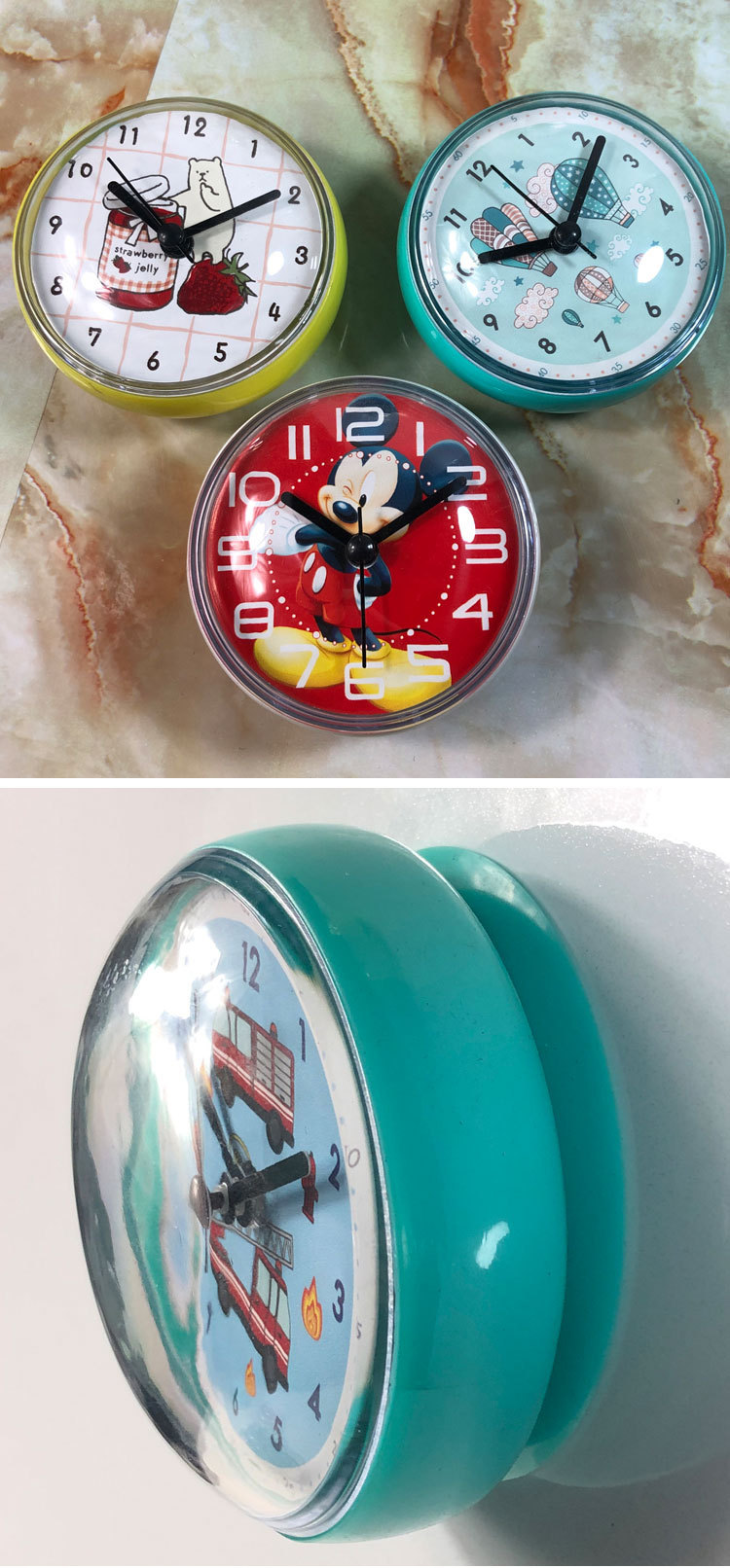 Mini suction cup wall clock, bathroom anti-fog and waterproof clock, kitchen and bathroom clock, small quartz clock, table clock, 7cm pic 15