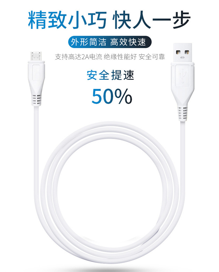 新款 加长2米智能安卓2A手机数据线超级快充1.5米USB充电线工厂详情3