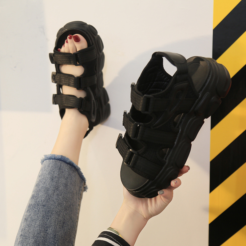 跨镜凉鞋女2025夏季新款韩版学生耐地磨轻便厚底魔术贴松糕鞋批详情33