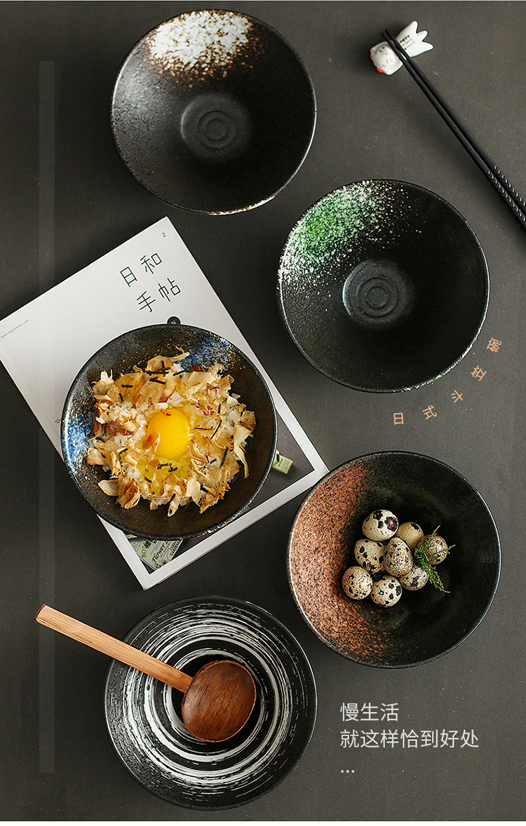 Ramen bowl, Japanese bowl, tableware, noodle bowl, ceramic bowl, commercial rice bowl, bamboo hat bowl, large bowl, spicy hot pot, MAO CAI soup noodle bowl pic 3