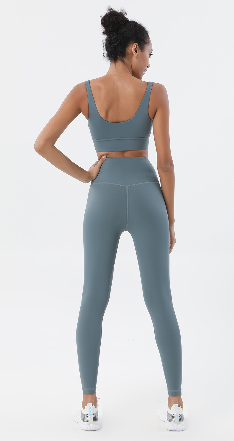 2022 Diamond Double-sided Brushed nude Yoga Pants for Women, European and American high-waisted hip-lifting peach-buttocks fitness pants pic 46